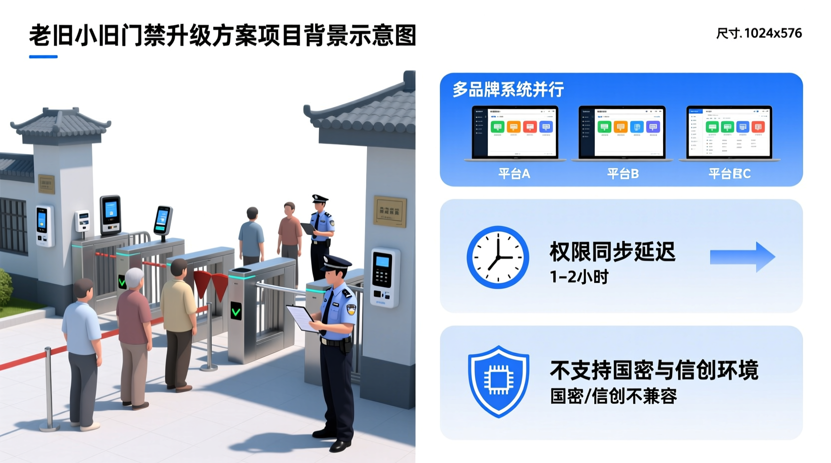 老旧小区门禁升级方案 项目背景与痛点场景图